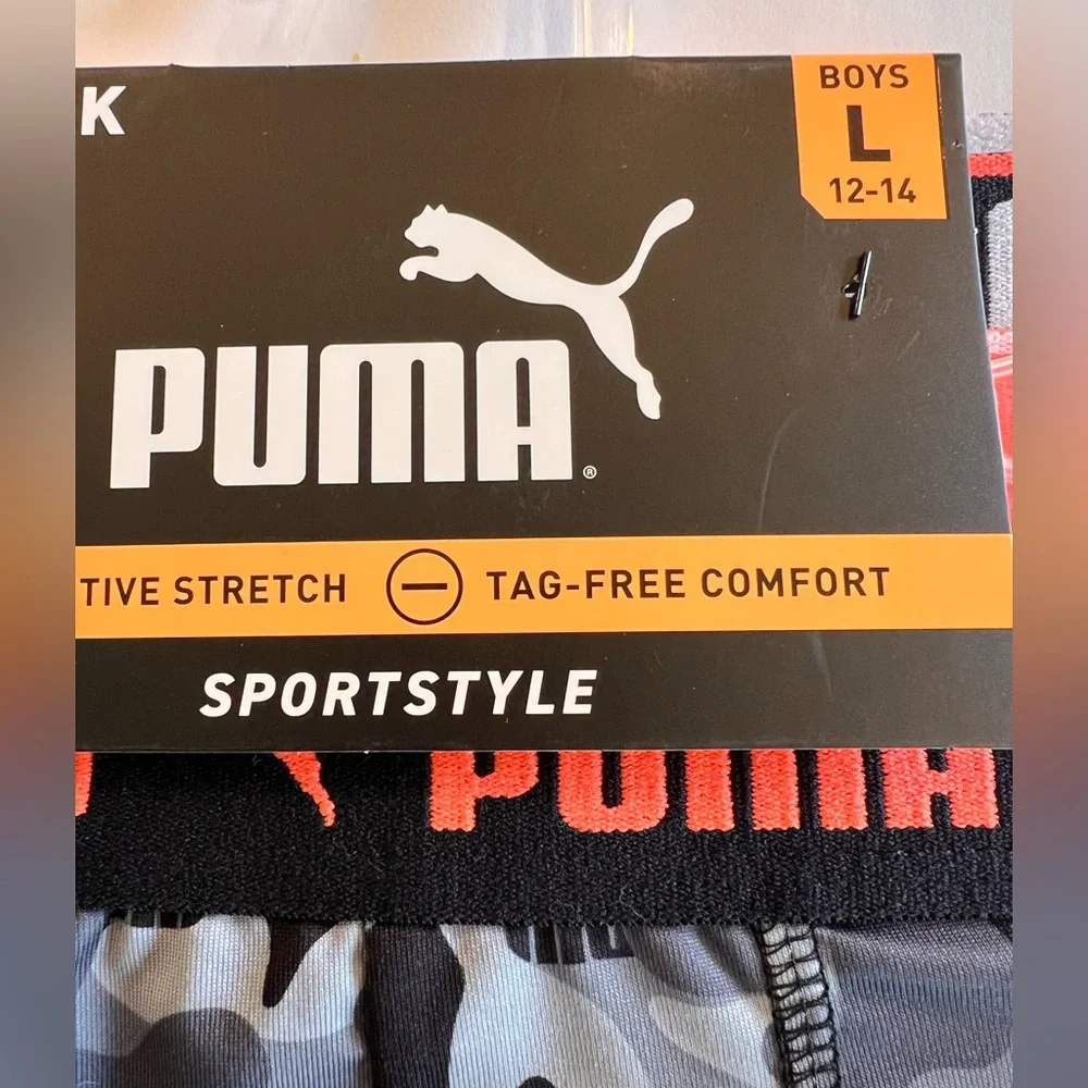 Puma Boys L 12-14, 3 pack boxer brief active stretch, tag free comfort